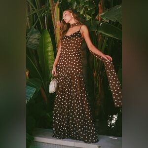 Show Me Your MuMu Dalia maxi dress Brown Polka Dot